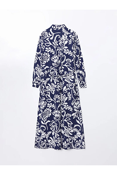 LC Waikiki Dámské košilové šaty s modrým vzorem LCWAIKIKI Classic