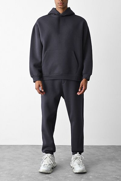 ruNadeS Men's Sports Tracksuit Set - Smoked 3 Thread, Fleece Oversize, Elastic Leg