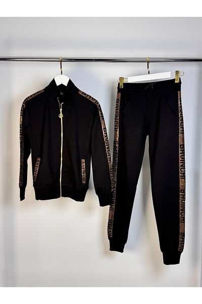 Posh Chic Stone Side Stripe Tracksuit Set - Elegant and Modern Style
