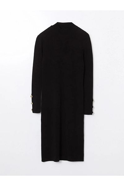 LC Waikiki Lcwaikiki Classic Black Half Turtleneck Women's Knitwear Dress
