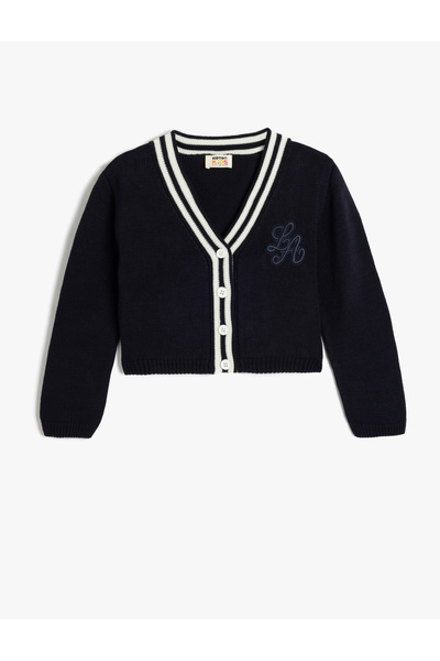 Koton Langärmliger Strickjacke mit V-Ausschnitt und Knöpfen