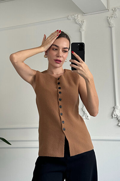 MAGARDE Vestă cu mâneci scurte din puf - CAMEL