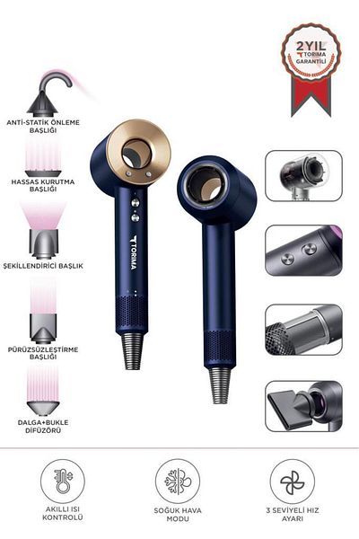 Torima H5 Navy Blue Powerful Hair Dryer Hair Styler