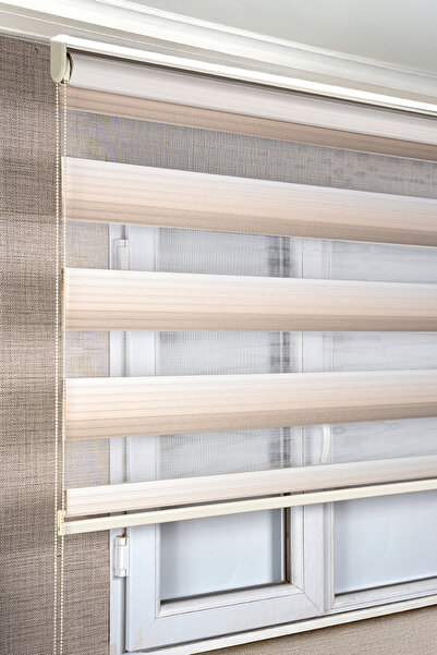 bizdenperde Krem Renk Geçişli Degrade Zebra Kaliteli Güneşlik Stor Perdeler