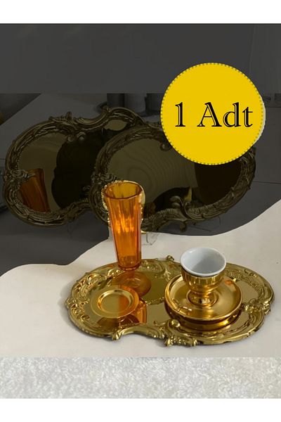 Kalya Concept Artnova - Stylish and Elegant Gold Embroidered Lace Pattern Coffee Tray (21 X 30 cm)