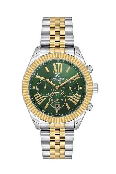 Daniel Klein Dke.1.10819-5 Exclusive Functions Active Steel Plated Metallic-Gold Color with Calendar Er