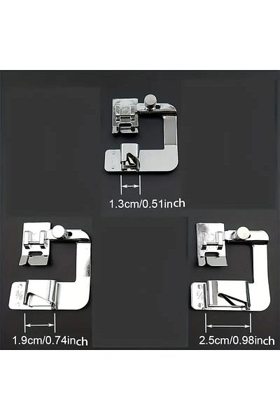 Choice 3pcs Silver 3pcs Adjustable Wide Rolled Hem Presser Foot Sewing Machine Foot Narrow Rolled Hemming F