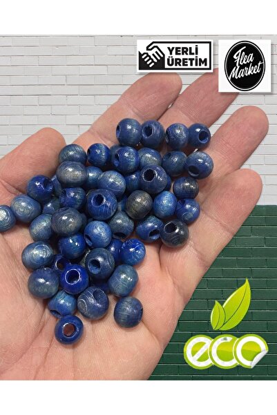izmir Bitpazarı Ekonomski paket 1 kilogram drvenih perli 10 mm - PLAVE - (Sre...