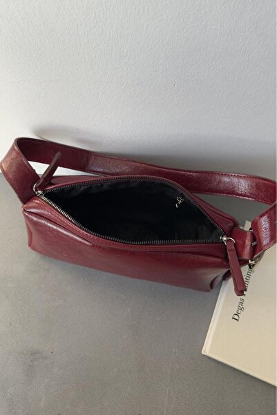 LEONAS Women's Hand and Shoulder Bag with Triangle Buckle Maison Claret Red