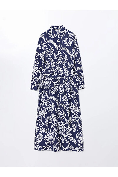 LC Waikiki Dámské košilové šaty s modrým vzorem LCWAIKIKI Classic
