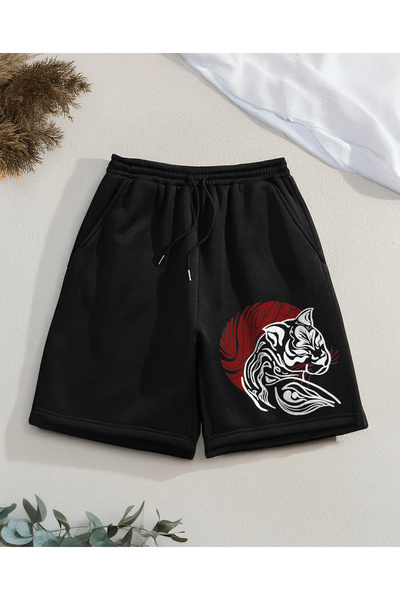 De Carte شورت نسائي موسمي كاجوال - برمودا بطبعة النمر الأحمر