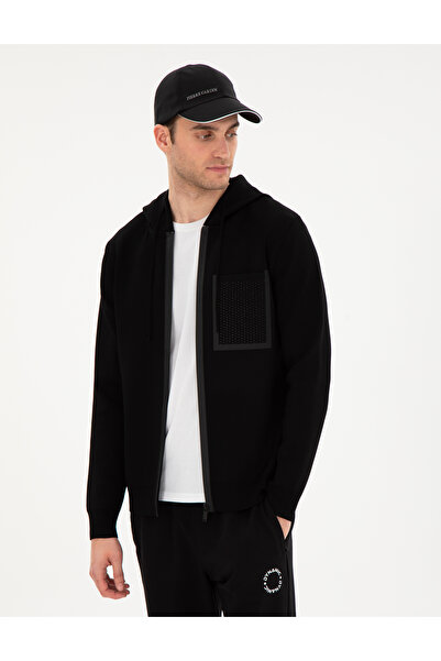 Pierre Cardin Siyah Regular Fit Yün Karışımlı Triko Hırka 50296463-VR046