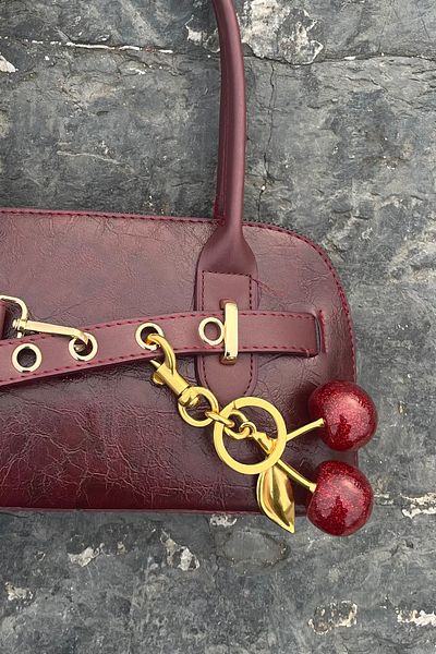 LARMİNACO Cherry Red Cherry Figured Charm, Keychain, Bag Charm, Bag Accessory