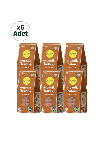 Organik & Vegan Kakaolu Fındıklı Bisküvi 60 Gr 6'Lı