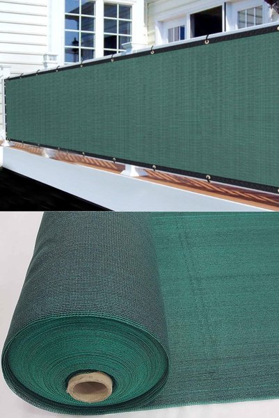 bd branda dünyası 90x1320 cm Yeşil Balkon Filesi - Yüzde 95lik Şeritli Halkalı File