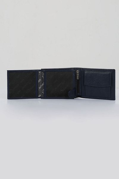 DERKON Navy Blue Genuine Leather Coin Purse - with Useful Chamber