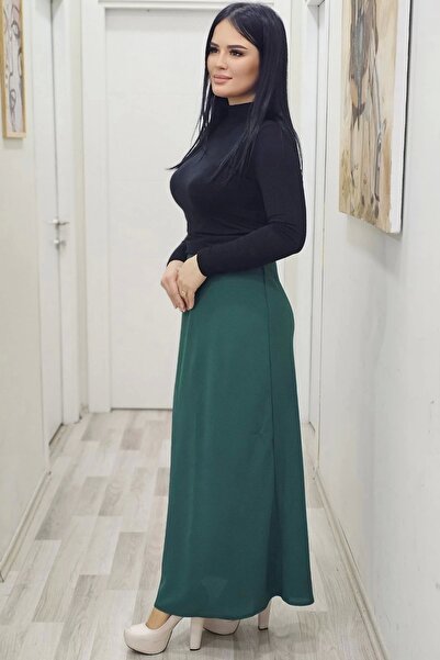 lodmela Спідниця великого розміру з еластичним поясом і косим кроєм 6006-Зелена