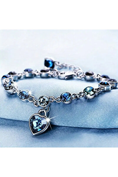 Fashionjewelery سوار من الحجر الأزرق الغباري على شكل بتلات