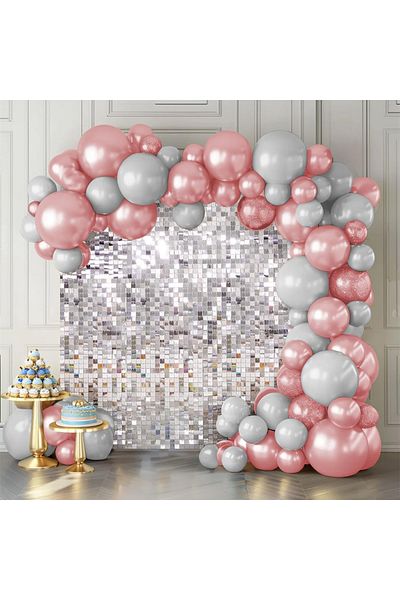 KENPAZAR Silver Color Rectangle Cut Shiny Glitter Look Background Curtain Decor 1X2 Meter