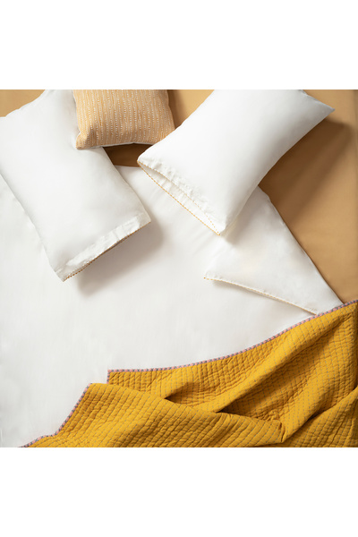 Zsa Zsa Zsu طقم غطاء لحاف من القطن الساتان 100% مقاس إكرو 260×220 سم مع تطريز...