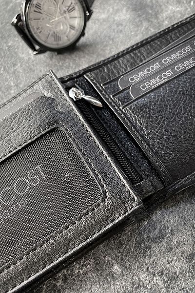 CEVINCOST Genuine Leather Men's Black Wallet