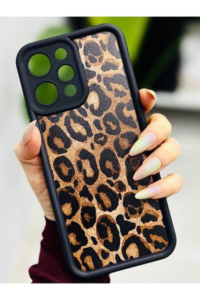 Go Aksesuar جراب سيليكون بتصميم جلد الفهد متوافق مع Redmi 12 4G