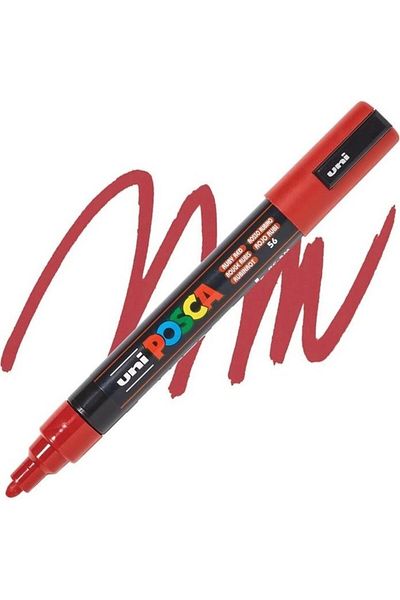 UNİ-BALL Uni Posca Water-Based Ruby Red Poster Marker - Pc-5M with 1.8-2.5 Collar