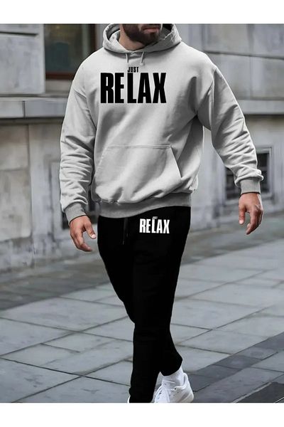 LAND MODA Unisex Hooded 2 Thread Χειμερινό χοντρό σετ φόρμας Basic