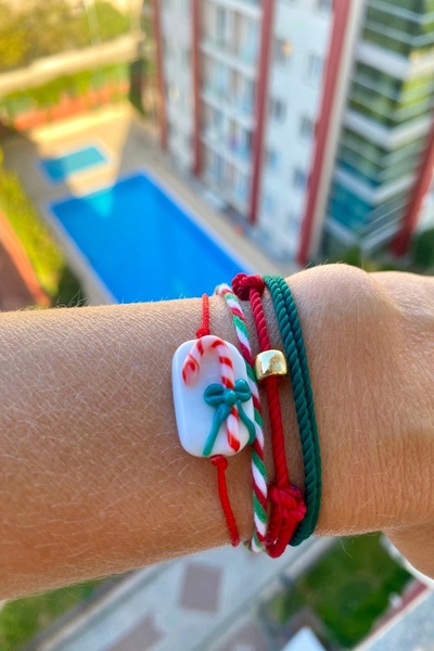 Shepidi 4'lü Murano Taş Yeşil Kırmızı Marteniçka Ip Şans Bilekliği