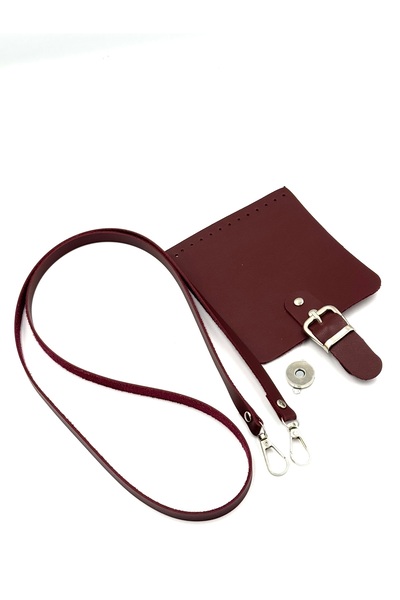 Lady Moss مجموعة حقيبة هاتف قابلة للخياطة باللون العنابي