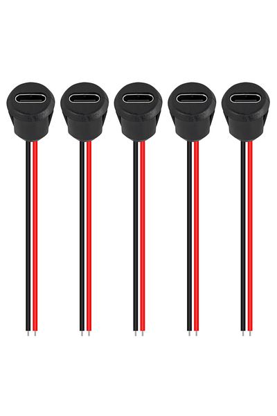 AOKIN 5pcs 2pin 5pcs 2pin Usb Connector Type-c Waterproof With Female Socket Fast Charging Jack Charging P