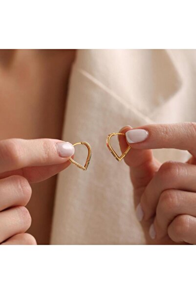 Sembol Gold Ajda Küpe 14 Ayar kalp Form 1.5 cm