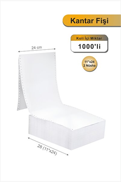 POZİTİF FORM 11x24 Kantar Fişi 2 Nüsha 1000 Adet , Beyaz Otokopili Sürekli Fo...