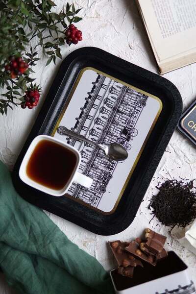 Hesaplı Kasa Urban Patterned Metal Serving Tray 23X31 cm