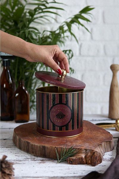 Hesaplı Kasa Festive Patterned Round Metal Storage Container, 17.5 X 15.5 Cm, 3.5 Lt
