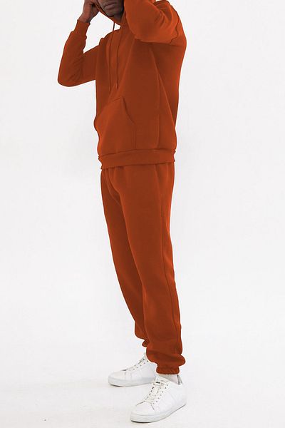 ruNadeS Men's Raised Inside Relaxed Fit Kangaroo Pocket Elastic Leg Sweatpants Suit