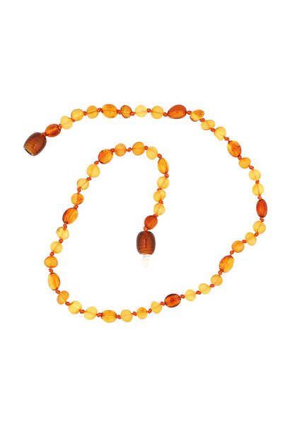 Gumush Drop and Amber Patterned Baby Teeth Necklace