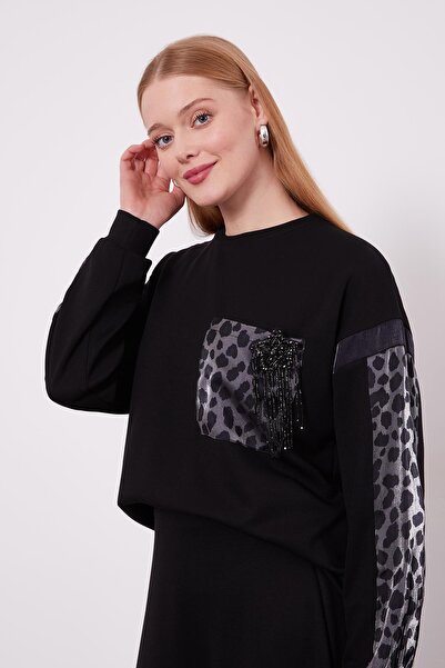 Levidor Μαύρο σετ με φούστα με σχέδιο λεοπάρ