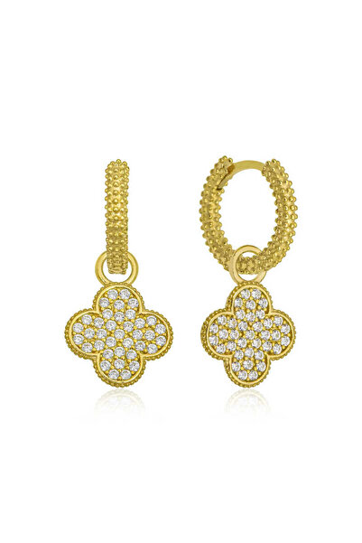 Gumush Gümüş Halka Yonca Bayan Küpe