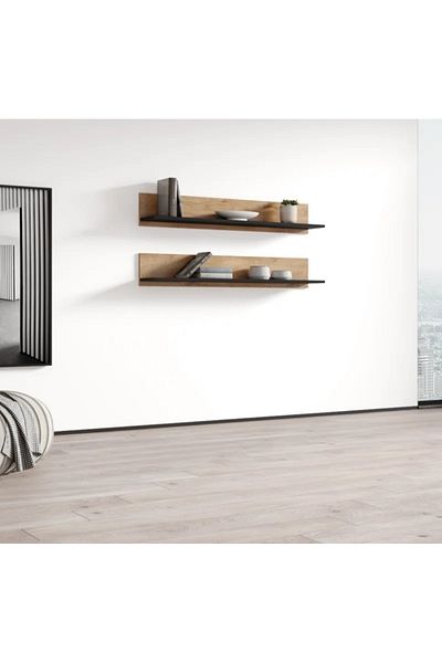 EGN WOODS 120x15x2 Raft de perete Montessori - 2 piese Raft pentru baie și cadru