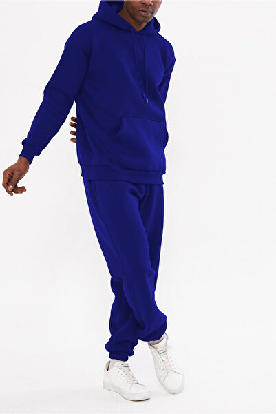 ruNadeS Ανδρικό Σετ Φούτερ με Τσέπη Καγκουρό με Χαλαρή Εφαρμογή - Ρούχα για το σπίτι