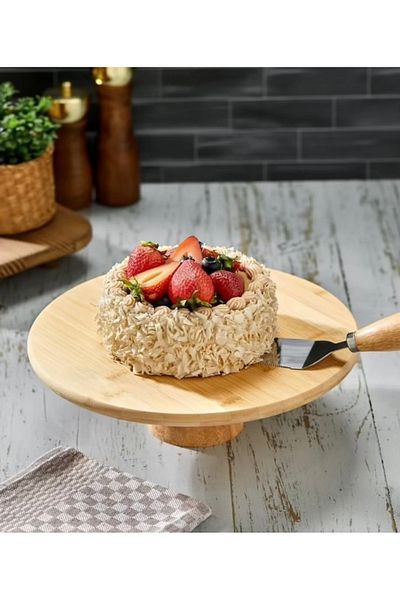 zeyta Natural Bamboo Round Cake & Cake Stand Standing Presentation Holder