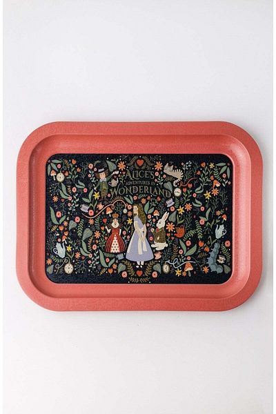 Hesaplı Kasa Fairytale Patterned Metal Classic Tray, 23.3 X 30.7 cm