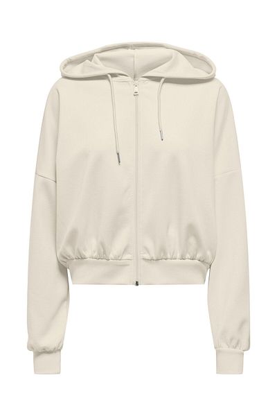 ONLY Onluna Life L/s Zip Hood Box Cc Swt Γυναικεία μπεζ φούτερ - 15339813