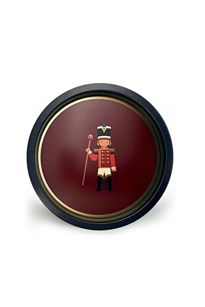 Hesaplı Kasa Lead Soldier Patterned Decorative Round Metal Tray 31.5 cm
