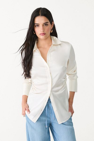 Stradivarius Gathered satin shirt
