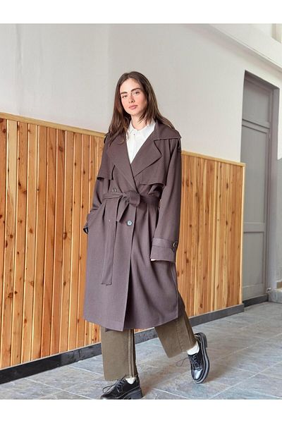 Retrobird Dark Brown Women's Trenchcoat - British Cloak Model