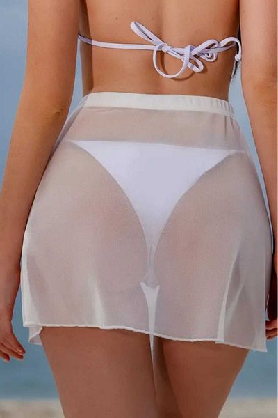 BENİMOLMALI Women's pareo sea skirt mini transparent skirt short skirt transparent skirt