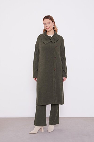 Levidor Σετ τουνίκ με κουμπιά χακί με λεπτομέρεια παντελόνι