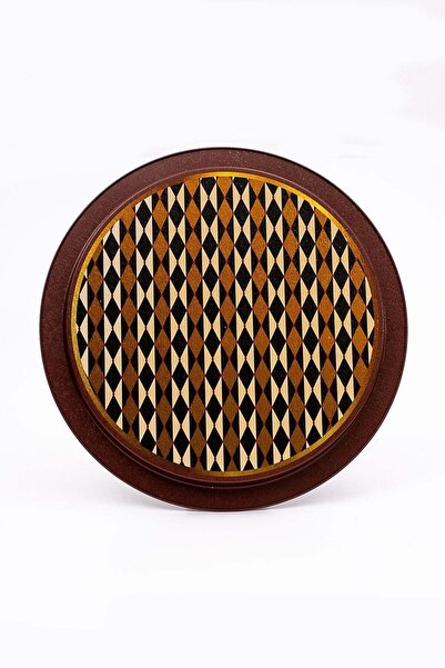 Hesaplı Kasa Festive Patterned Round Metal Tray, 37 cm